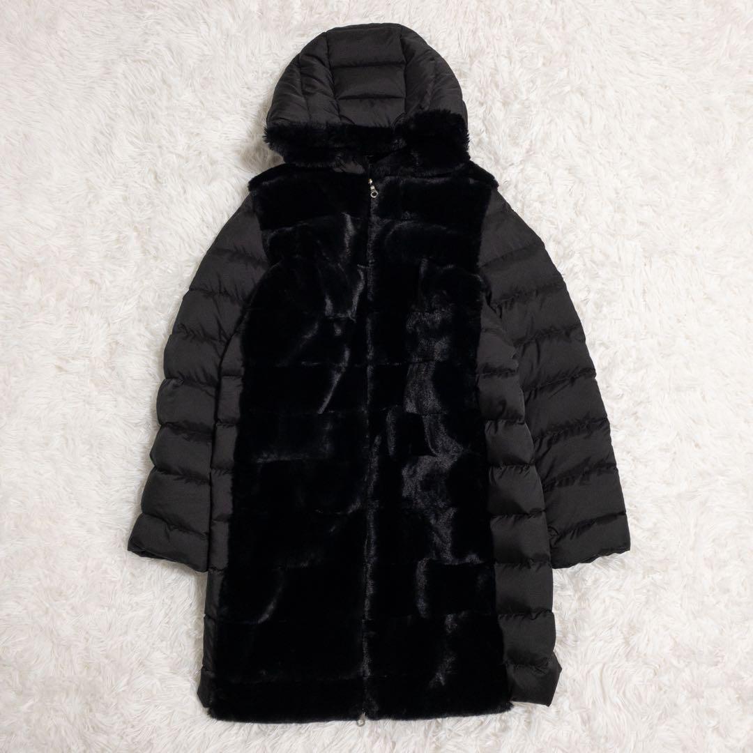 UNITED ARROWS フーデッドダウンコート ミドル丈 黒 L UNITED ARROWS フーデッドダウンコート ミドル丈 黒 L