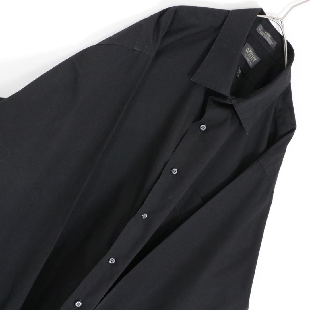 ARROW ポリシャツ POPLIN ブラック 光沢 ポリコットン XL