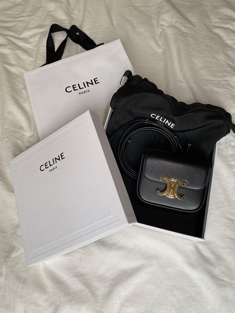 CELINE ミニトリオンフ　シャイニーカーフスキン　ブラック