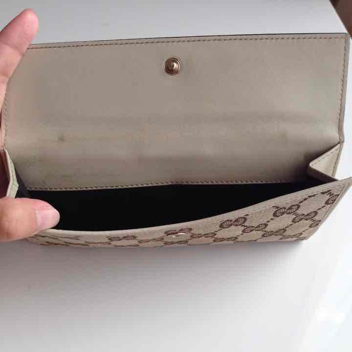 GUCCI◇長財布_ハートプレート_グッチシマ/レザー/BLK