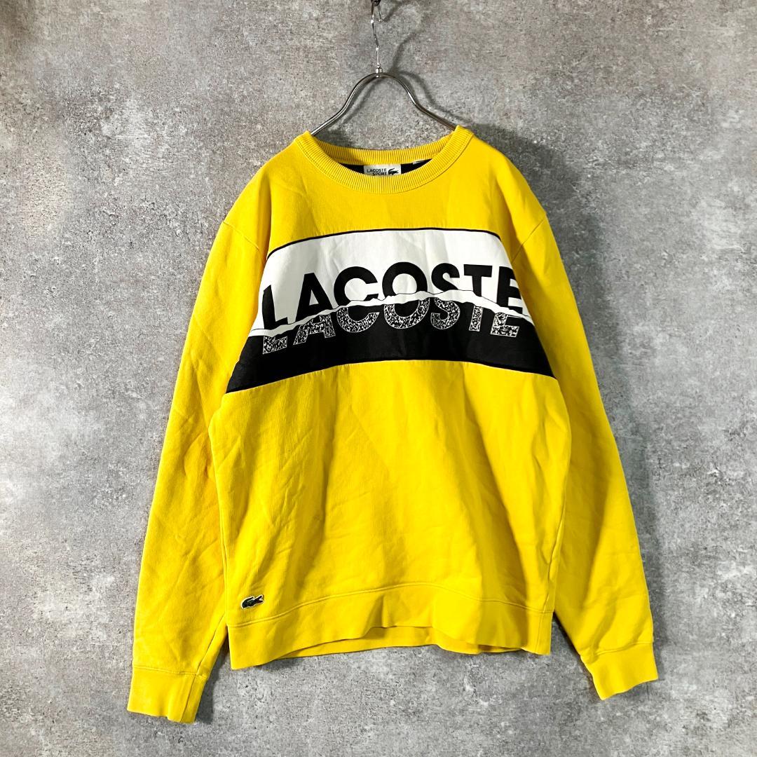 LACOSTE SPORT　トレーナー　クルーネック　イエロー　ビッグプリント