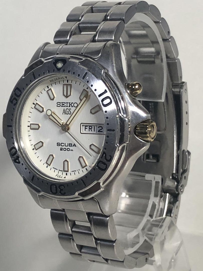 完動極美 SEIKO AGS SCUBA 200m 5M43-0C30 白文字盤