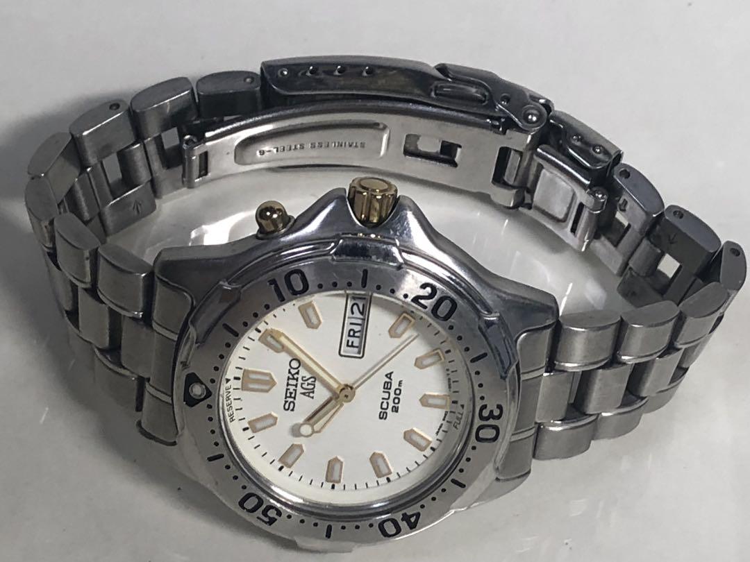 完動極美 SEIKO AGS SCUBA 200m 5M43-0C30 白文字盤