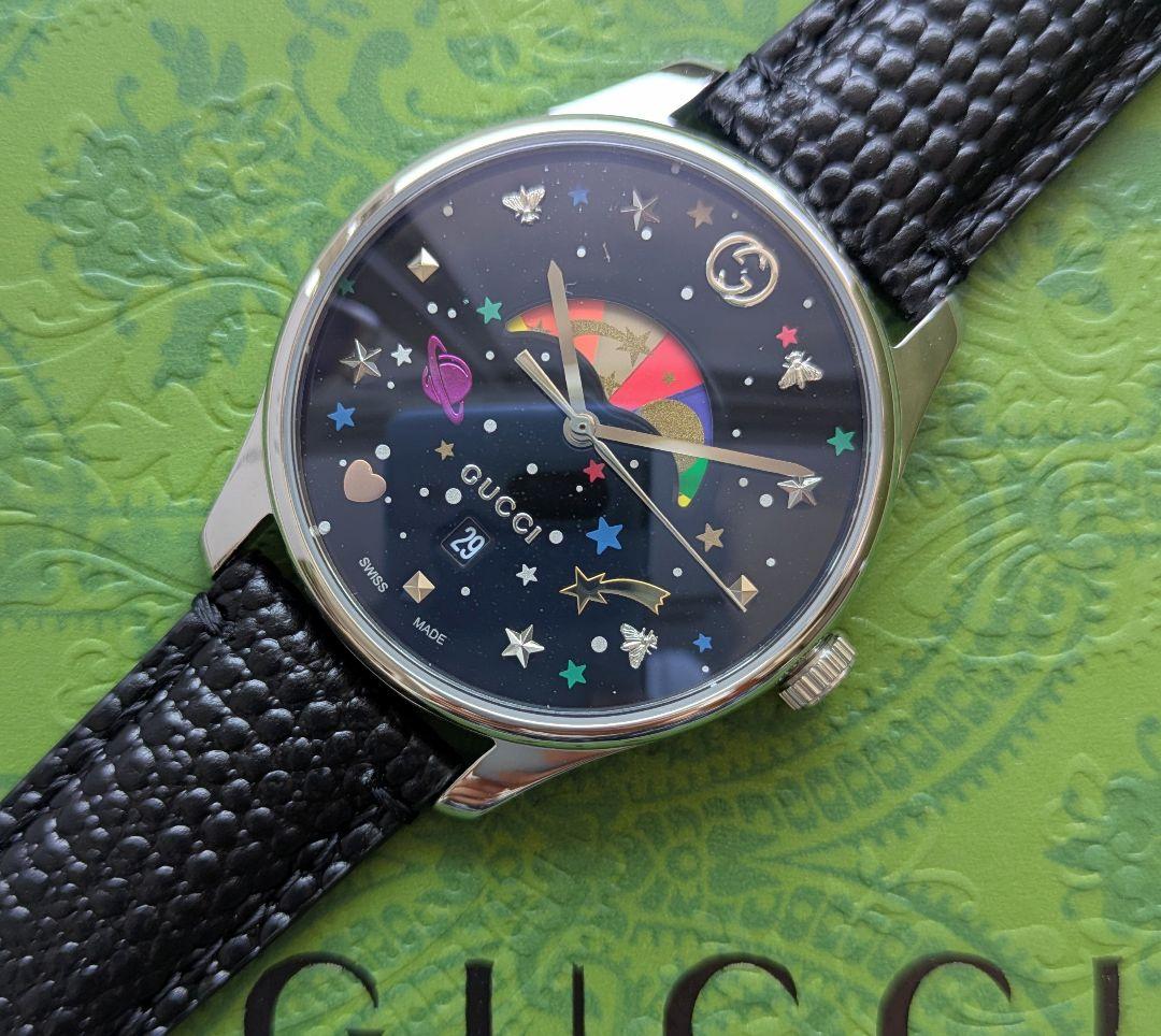 新品未使用　GUCCI　腕時計　ムーン　ブラック　レザー　YA1264045