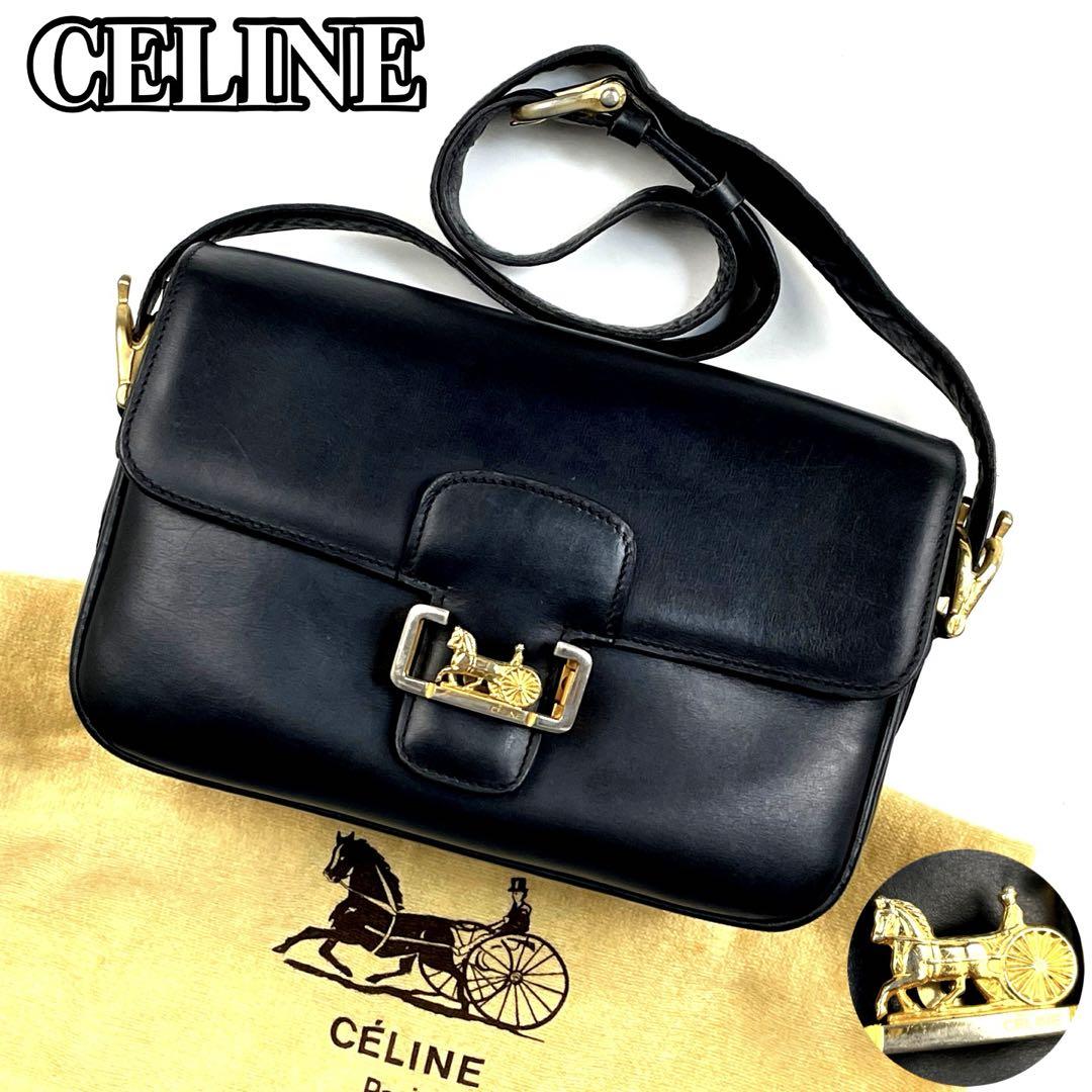 セリーヌ レザー ショルダーバッグ CELINE セリーヌ 馬車 ショルダーバッグ レザー レディース