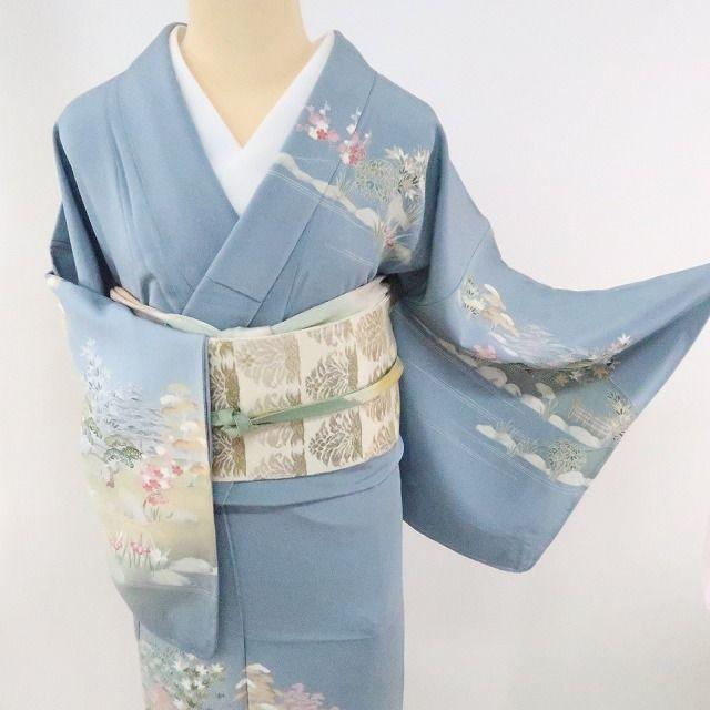 m269＊新品 作家物落款 Sサイズ 菖蒲 仕付け糸付き 手縫い仕立て 訪問着