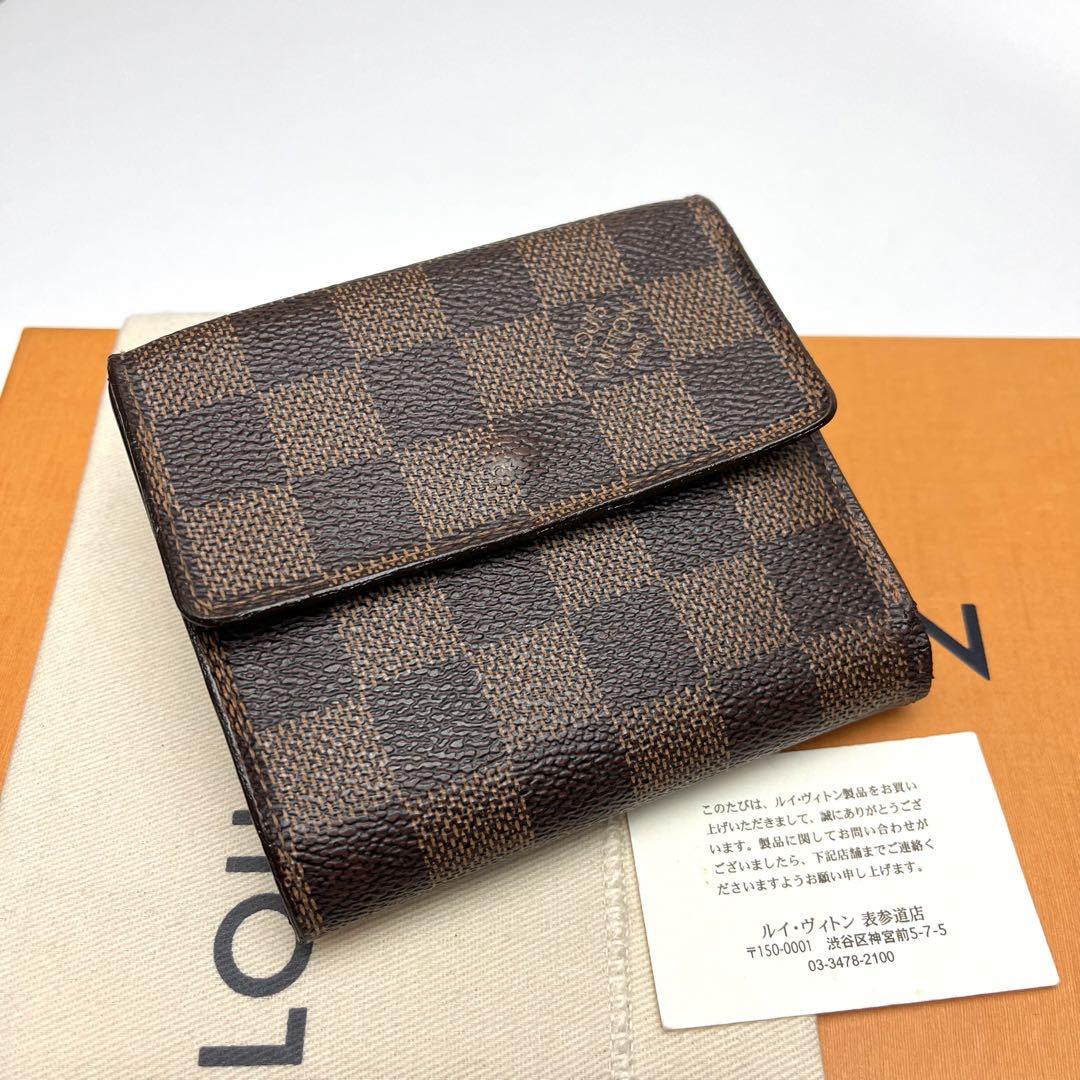 鑑定済 ルイヴィトン ダミエ 人気 wホック財布 ミニ財布