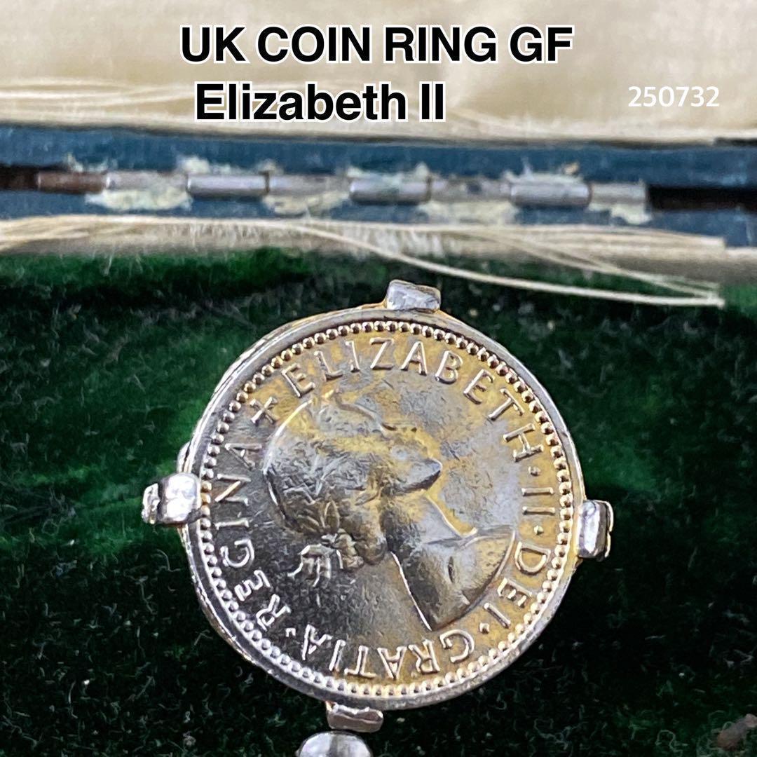 売れ筋ランキングも掲載中！ 英国 エリザベス2世 コインリング GF 金張り サイズ調節可能 アクセサリー
