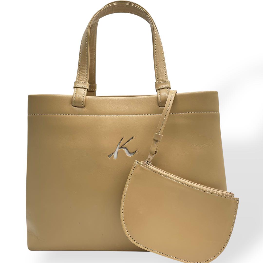 極美品 kitamura キタムラ ハンドバッグ ポーチ付属 ベージュ