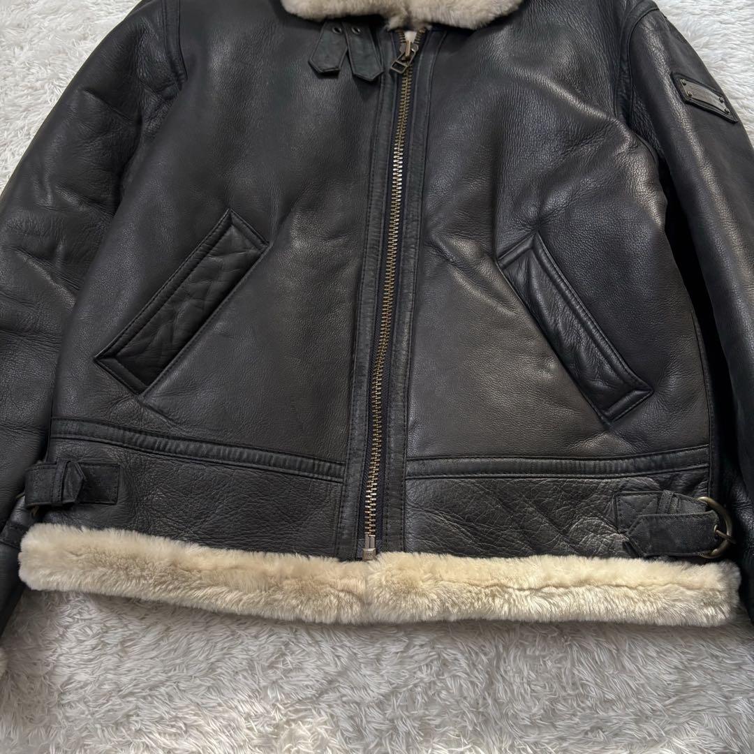 非売品　希少　BOSS ボスジャン　レザージャケット　B-3 本革　ボア　黒　L