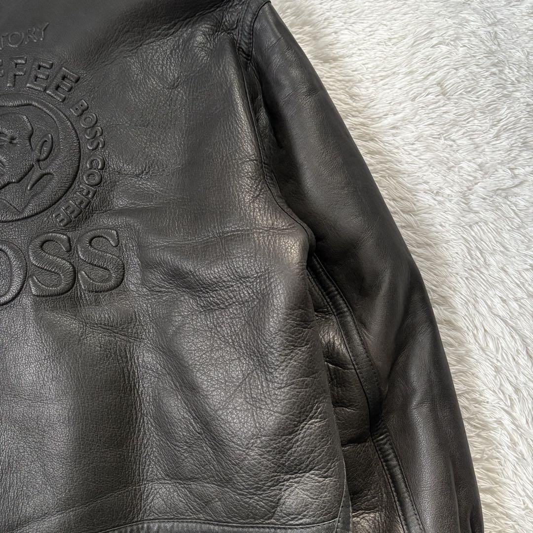 非売品　希少　BOSS ボスジャン　レザージャケット　B-3 本革　ボア　黒　L