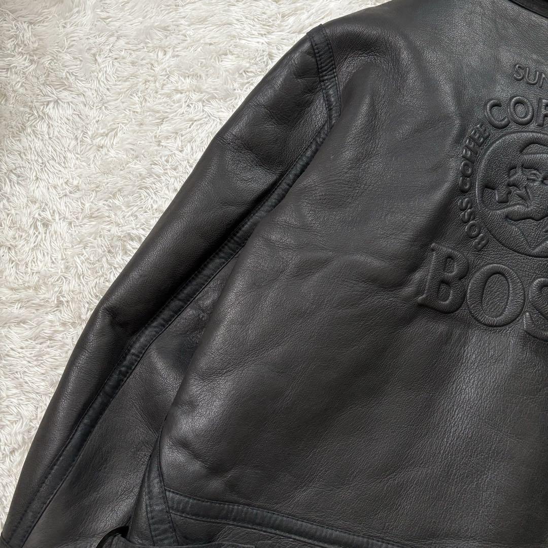 非売品　希少　BOSS ボスジャン　レザージャケット　B-3 本革　ボア　黒　L
