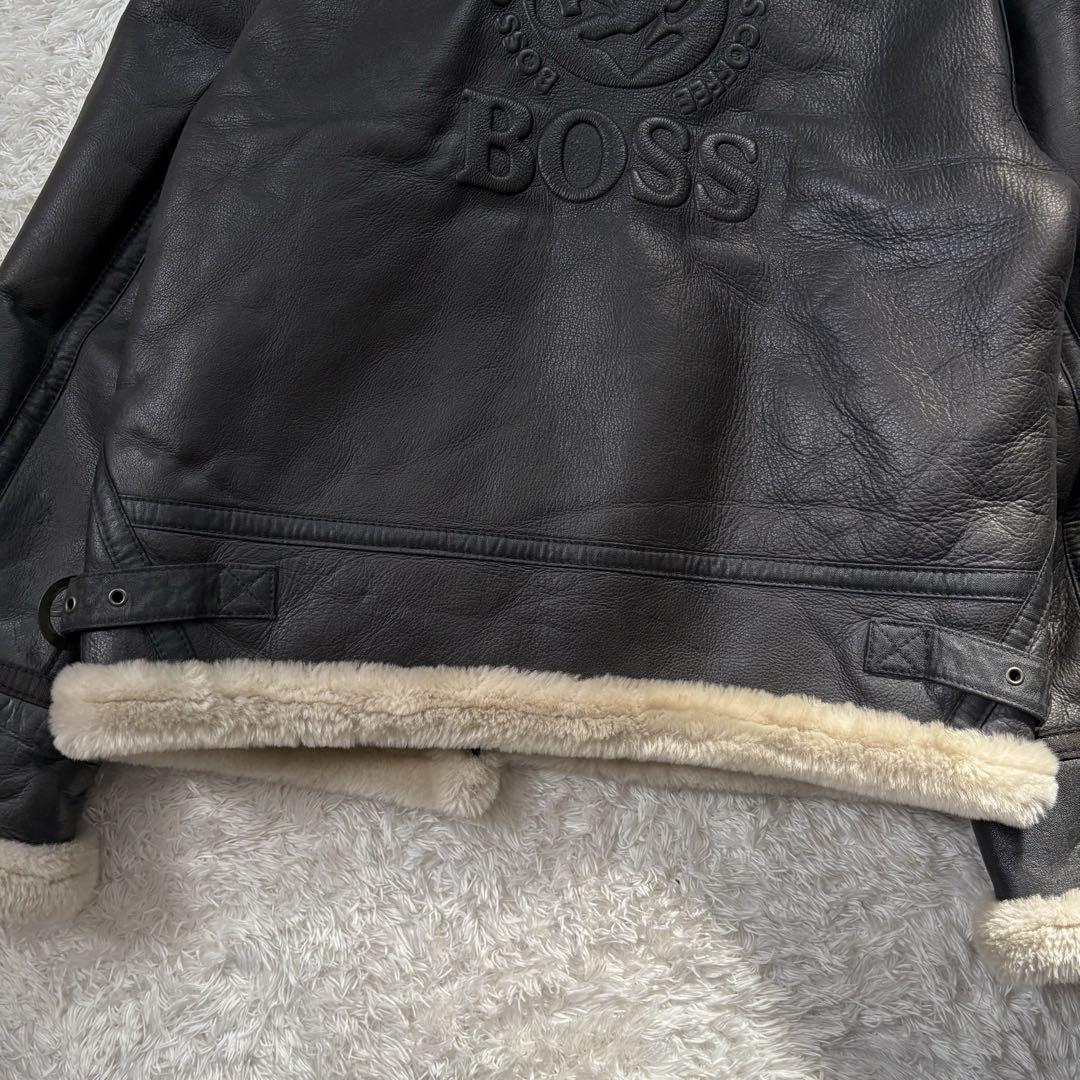 非売品　希少　BOSS ボスジャン　レザージャケット　B-3 本革　ボア　黒　L