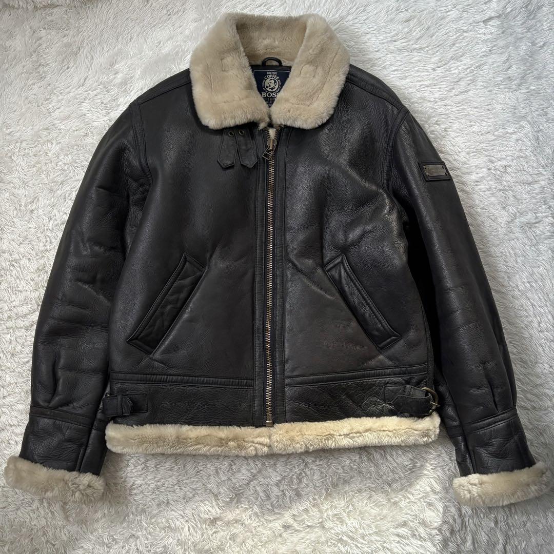 非売品　希少　BOSS ボスジャン　レザージャケット　B-3 本革　ボア　黒　L