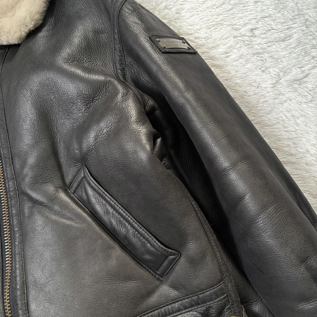 非売品　希少　BOSS ボスジャン　レザージャケット　B-3 本革　ボア　黒　L