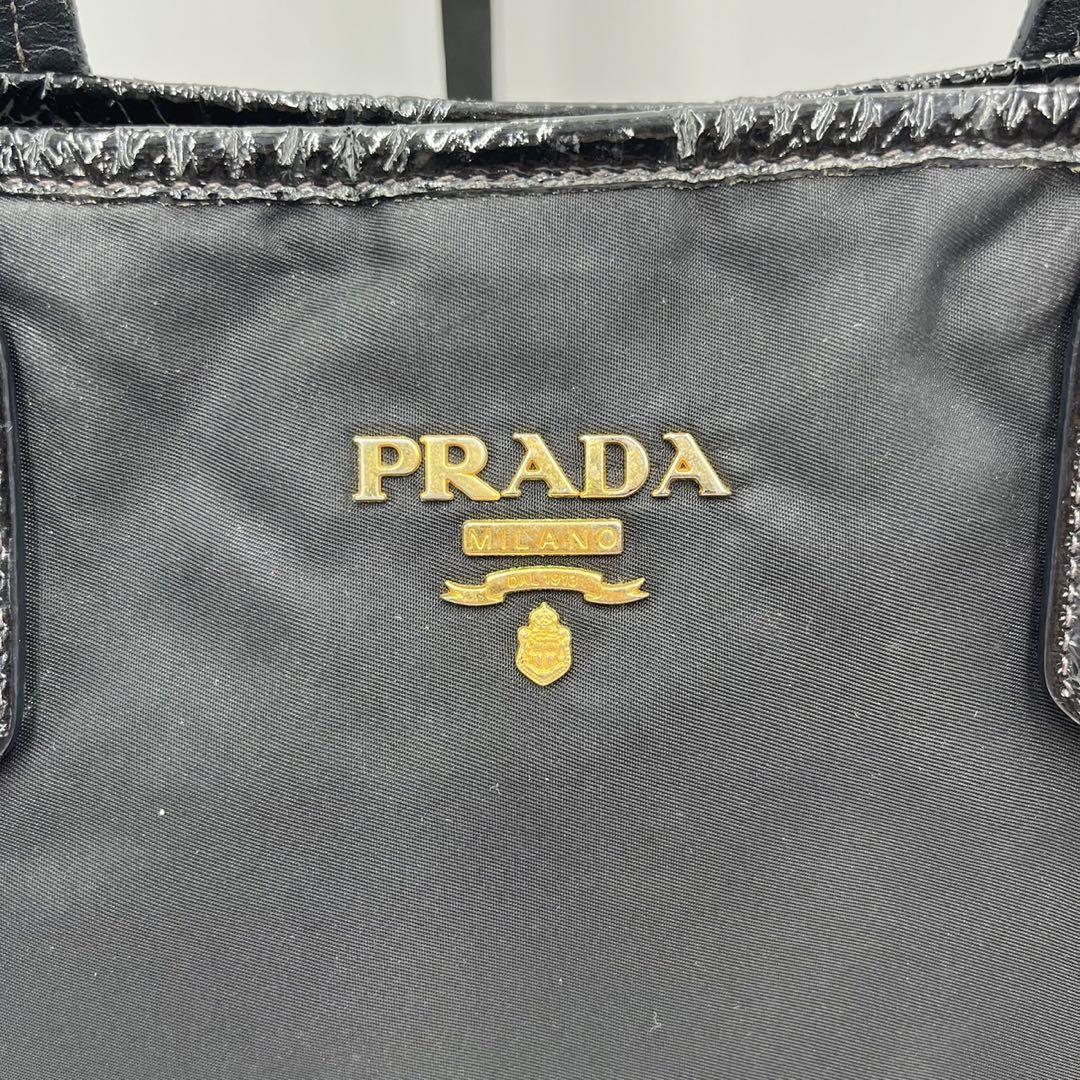 【良品✨】PRADA プラダ トートバッグ ハンドバッグ ナイロン 巾着 黒 画像9