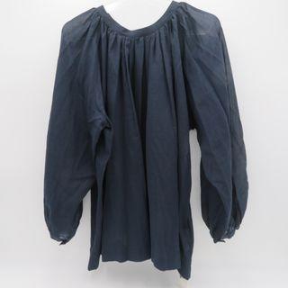 ダークブルー バルーン袖 シャツ