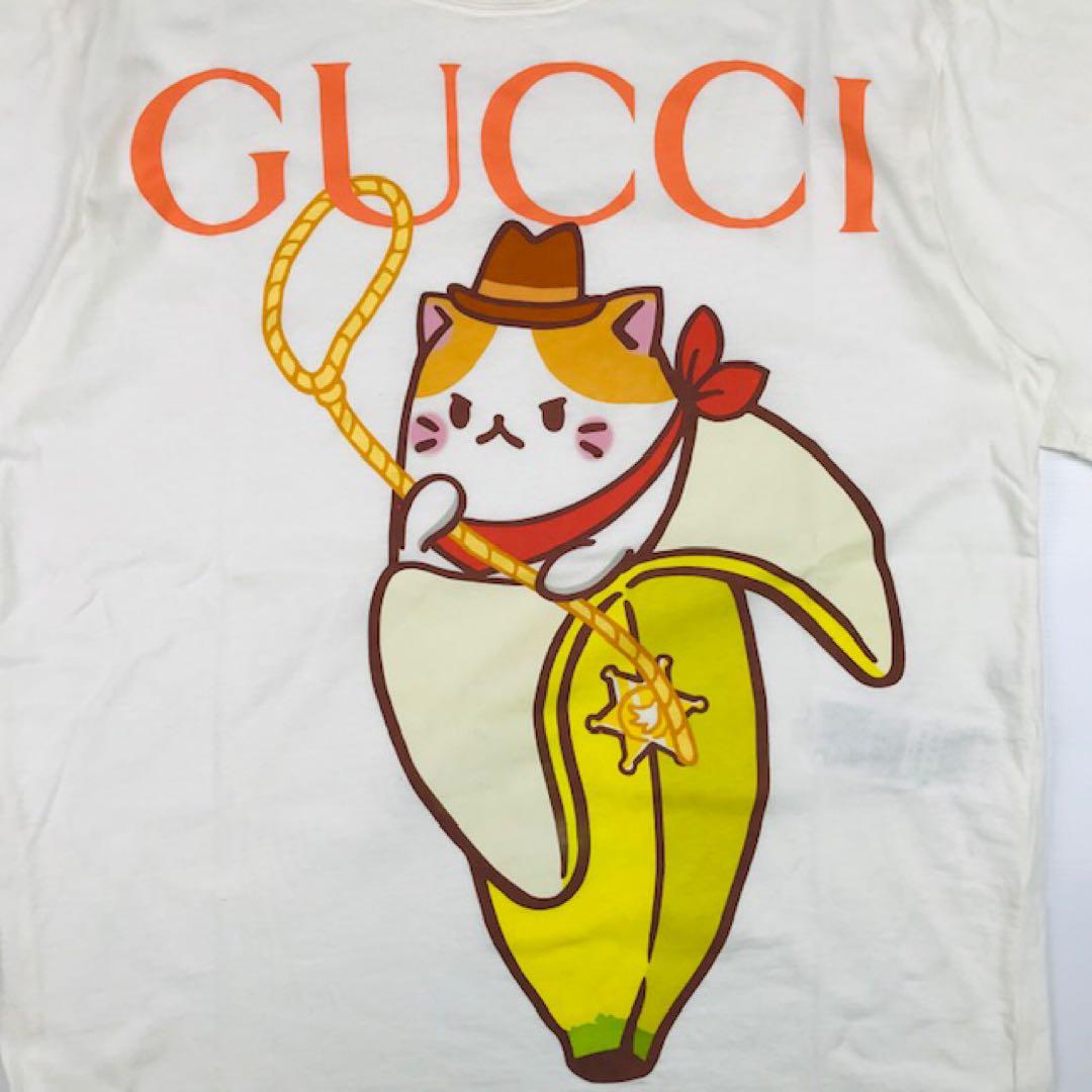 美品☆グッチ×ばなにゃ・コラボ ばなにゃロゴデザイン オーバーT