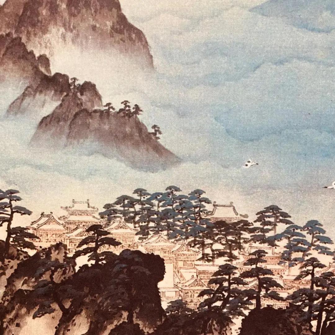 1402  美品 横山大観「或る日の太平洋」 絹本 日本画 掛軸 工芸印刷 1402 美品 横山大観「或る日の太平洋」 絹本 日本画 掛軸 工芸