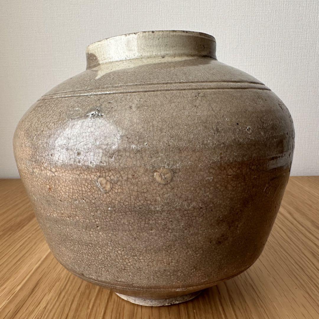 李朝 中期 白磁 壺 22cm 金継ぎ