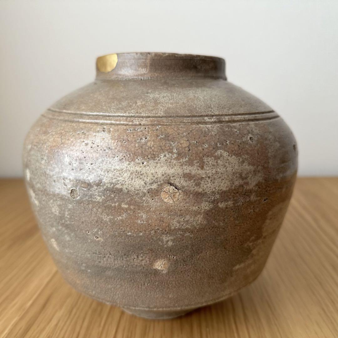 李朝 中期 白磁 壺 22cm 金継ぎ