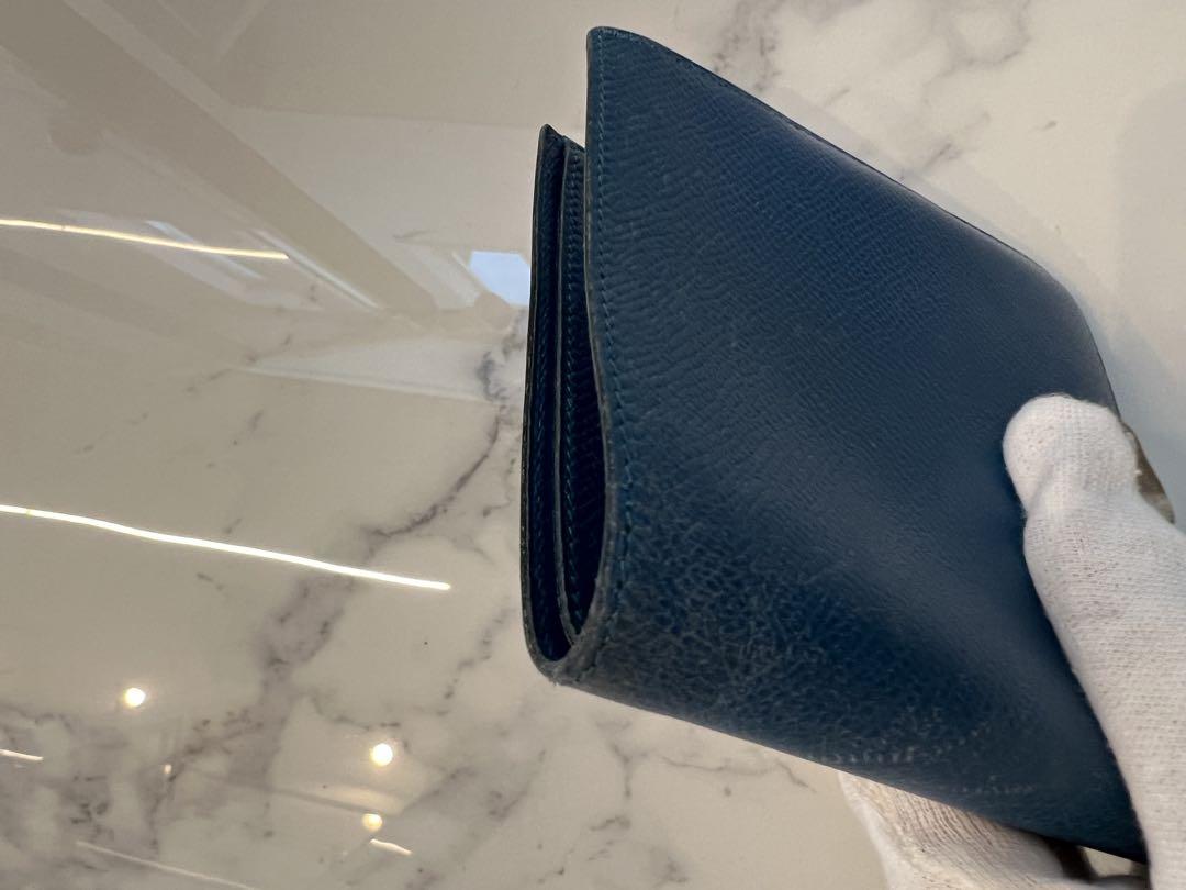 HERMES 二つ折り財布 箱付き ブルー系
