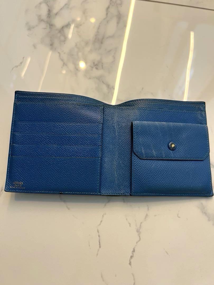 HERMES 二つ折り財布 箱付き ブルー系