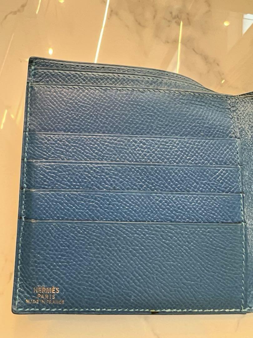 HERMES 二つ折り財布 箱付き ブルー系