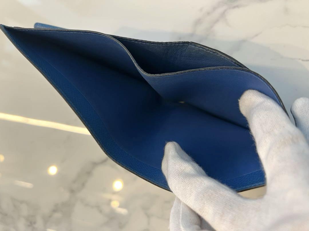 HERMES 二つ折り財布 箱付き ブルー系