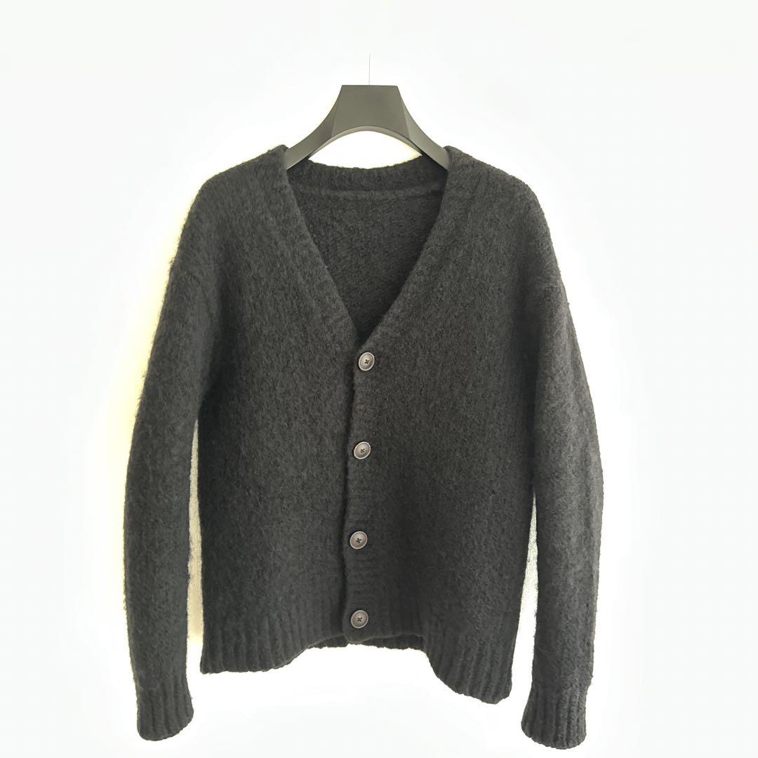 MUJI 23AW/手編みニット/カーディガン(厚手)/s-m/ウール/BLK