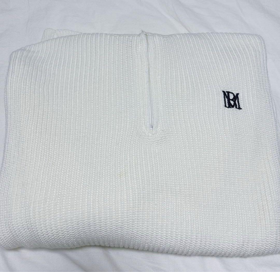 rosemuse logo emb half zip knit ホワイト