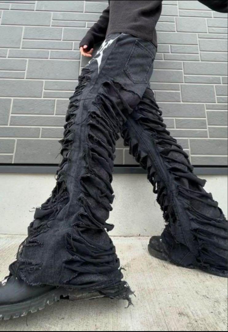 パンツ black damage denim swag opium zenez