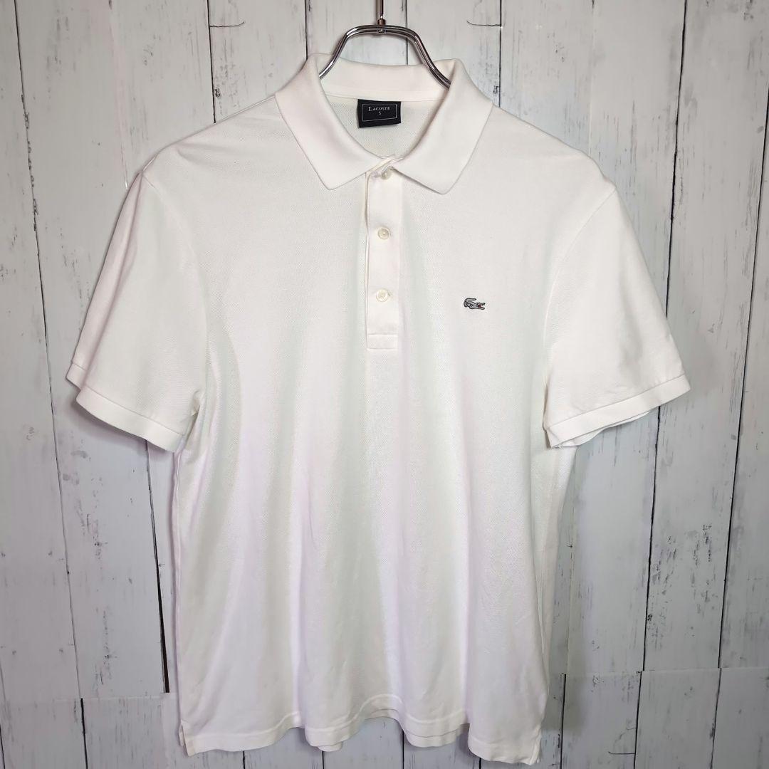LACOSTE ラコステ ヴィンテージウォッシュ ポロシャツ 白ワニ ビッグロゴ LACOSTE ラコステ ポロシャツ 白ワニ サイズ4 - メルカリ
