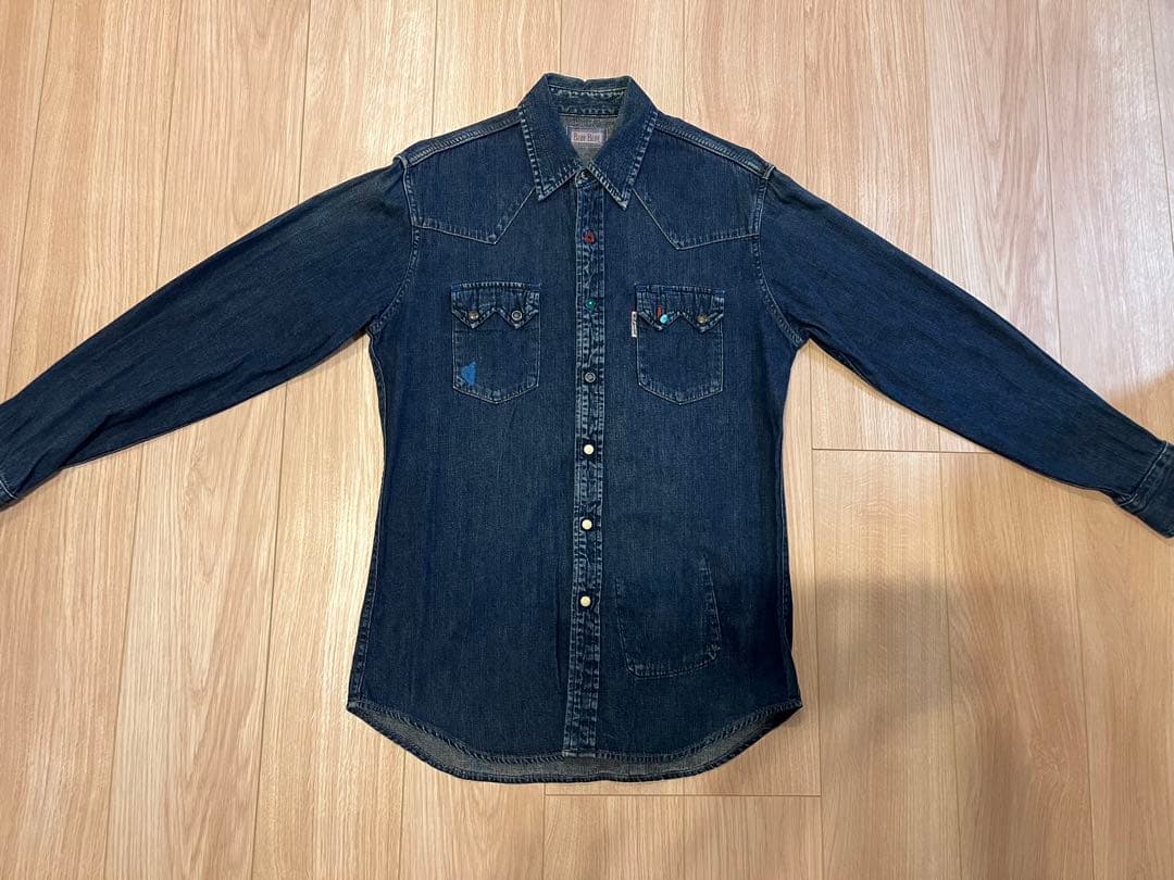 ブルーブルー デニムシャツ ダークブルー 長袖シャツM BLUE BLUE
