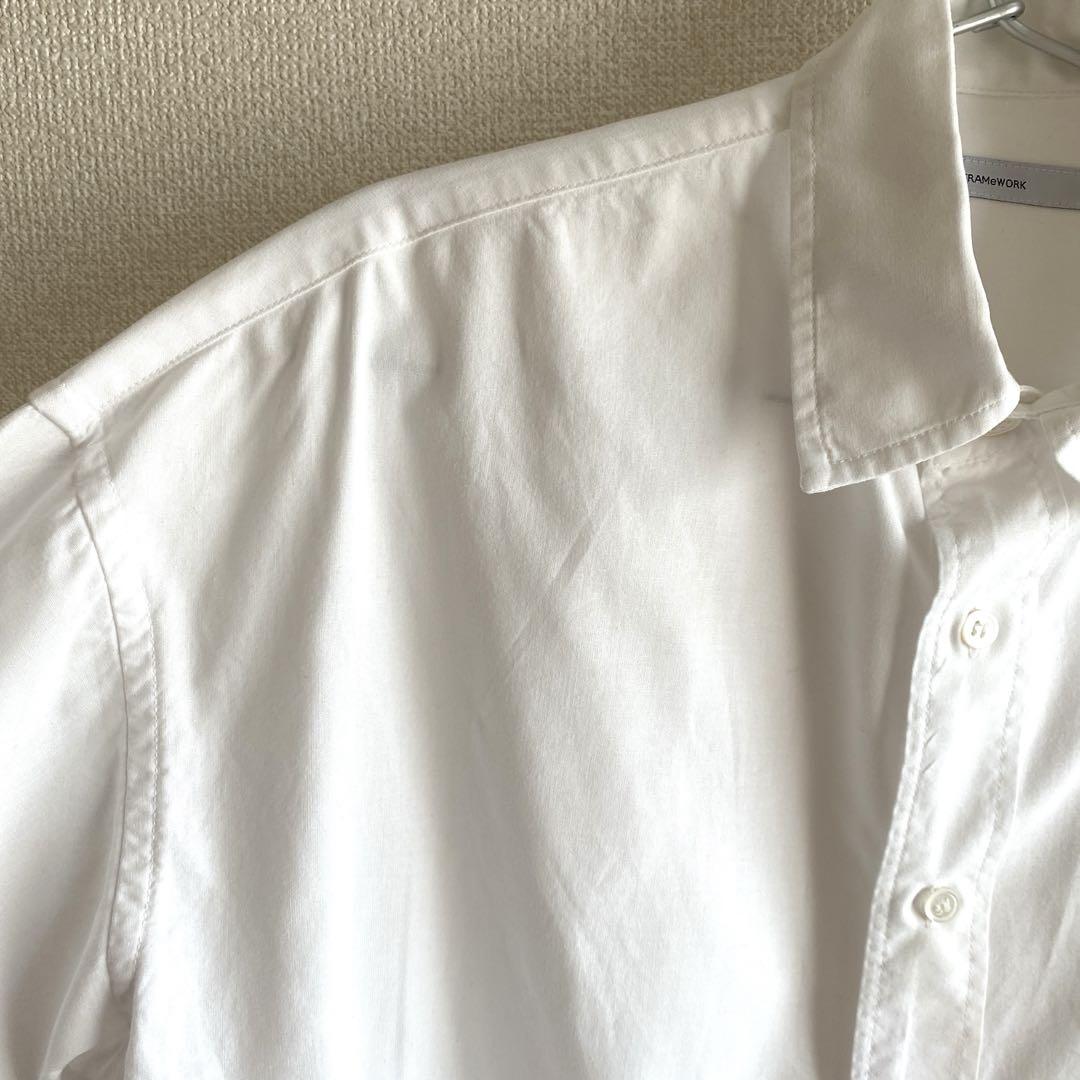 極美品 FRAMeWORK コットンレギュラーカラーシャツ ホワイト 24SS