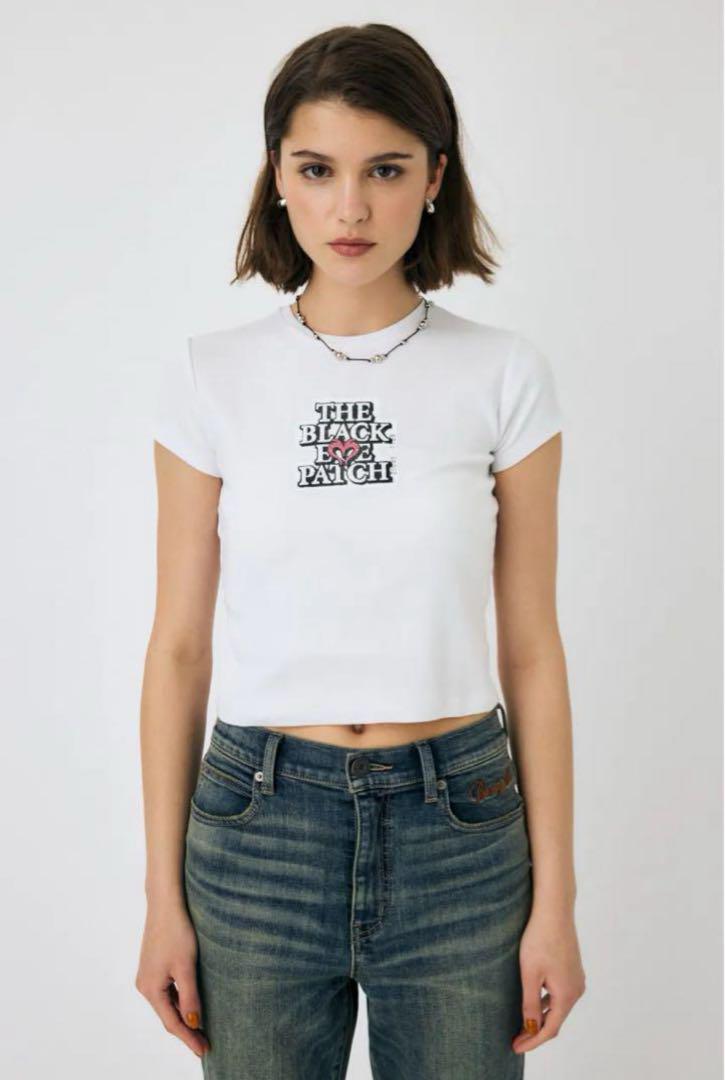 MOUSSY BEP OG ラインストーン BABY TEE ホワイト