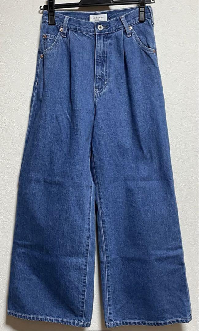 SLOBE IENA LE DENIMワイドフレアタックファイブポケットパンツ