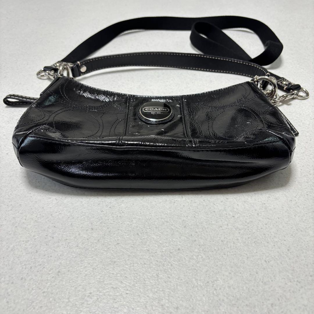 バッグ coach enamel shoulder bag black y2k