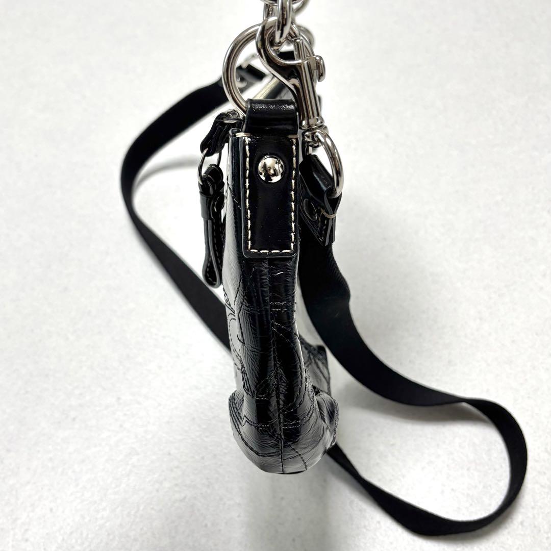 バッグ coach enamel shoulder bag black y2k