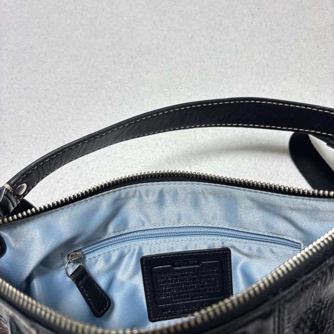 バッグ coach enamel shoulder bag black y2k