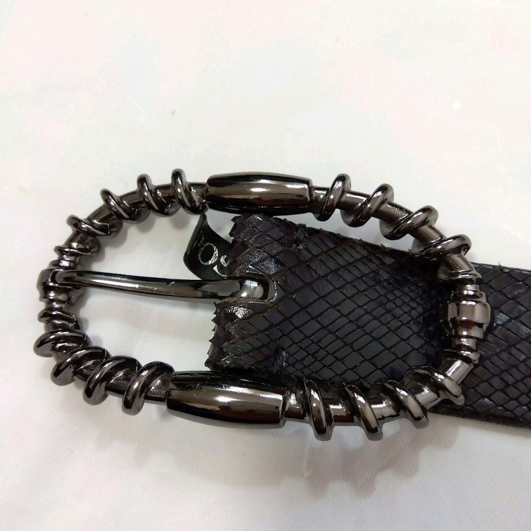 POST＆CO　ベルト　黒　パイソン柄　レザー　本革　レア
