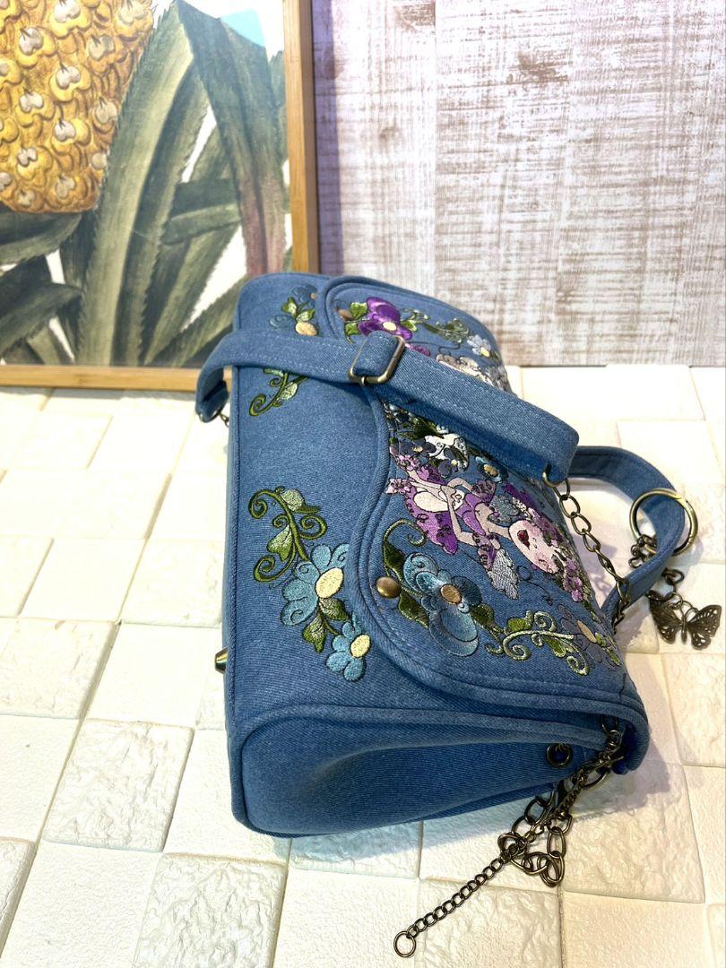 ロラライハリス♡ライトブルーデニム♡刺繍のバッグ♡ショルダー