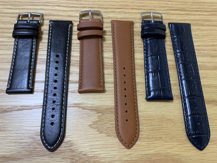 腕時計 22mm用 レザーベルト 革ベルト 3本セット 返品交換不可 腕時計 22mm用 レザーベルト 革ベルト 3本セット 返品交換不可