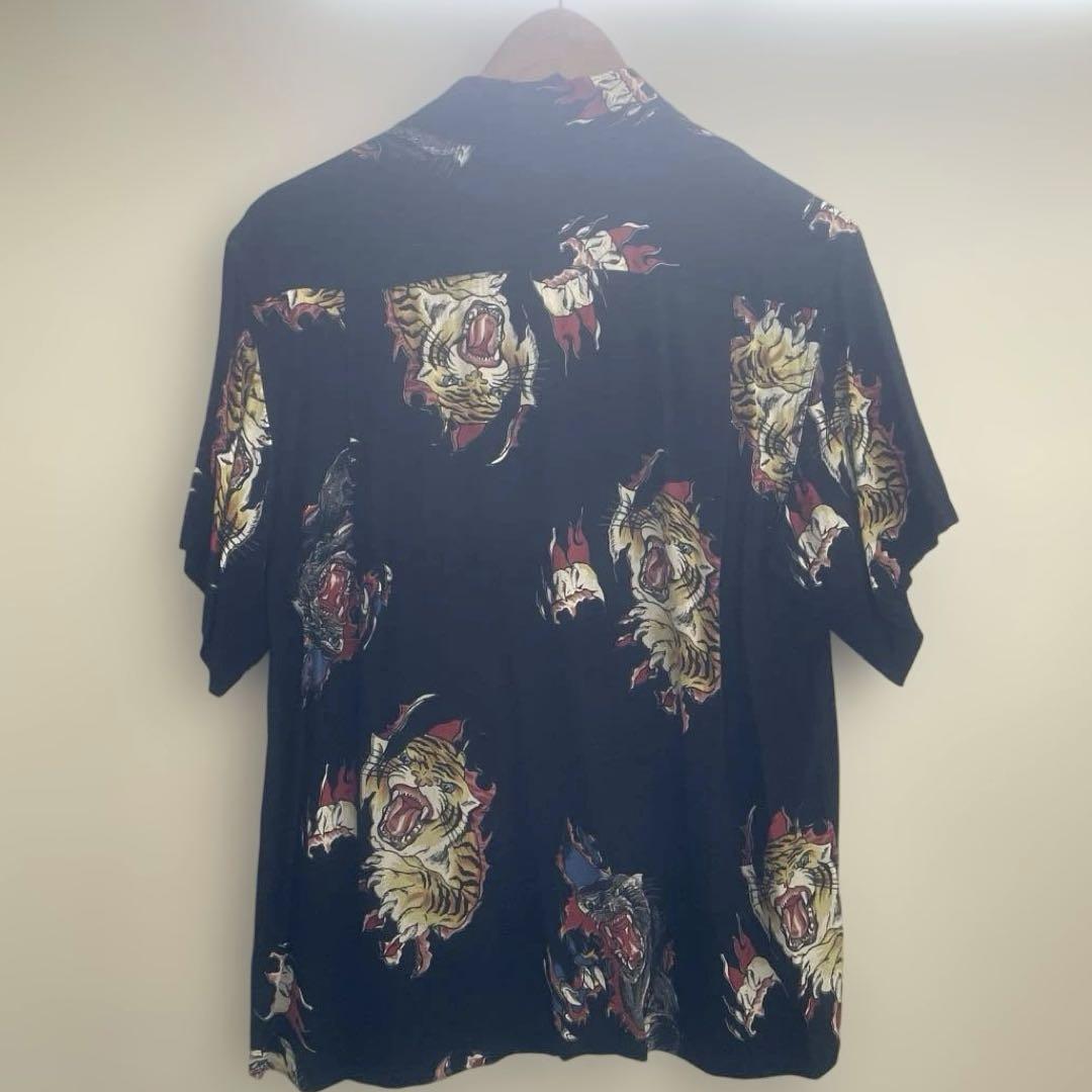 GOLDENLOBBY 虎柄アロハシャツ 半袖 ブルーベルベッツ　レーヨン