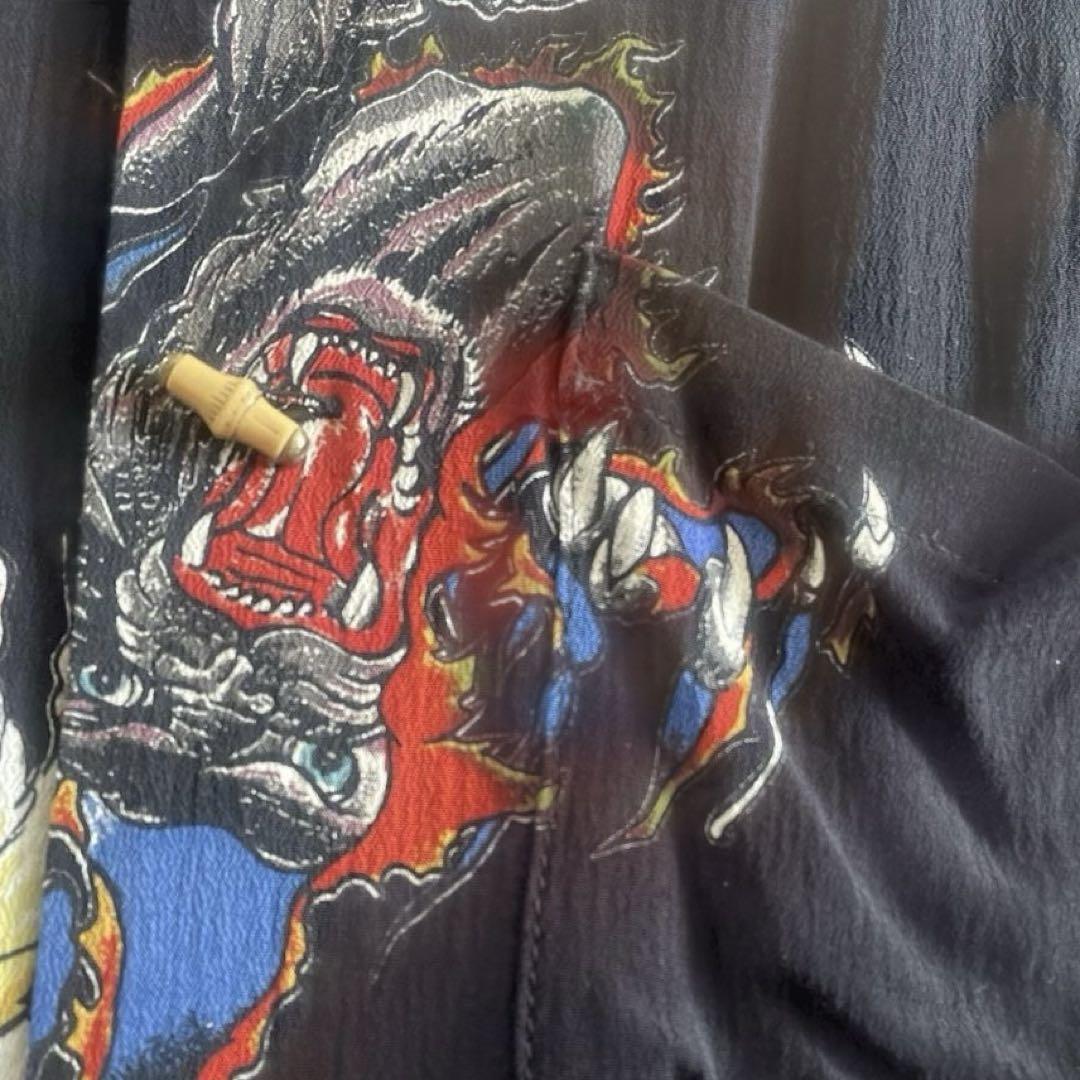 GOLDENLOBBY 虎柄アロハシャツ 半袖 ブルーベルベッツ　レーヨン