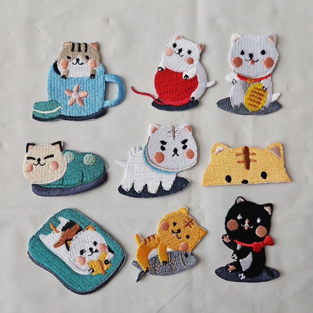 アイロン刺繍 ワッペン 9枚 猫の刺繍 猫 ねこ