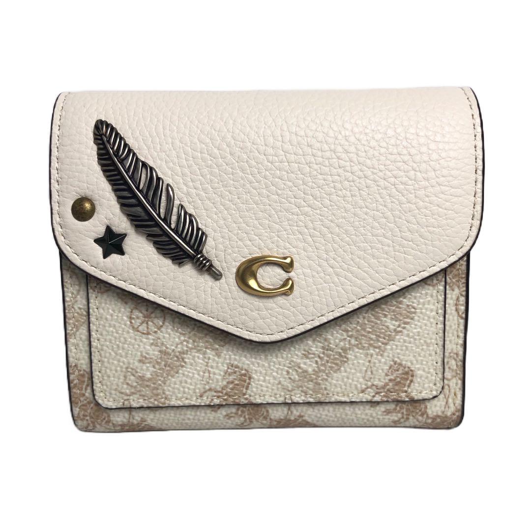 ☆美品☆COACH コンパクトウォレット 三つ折り ホース&キャリッジ 未使用保管品】COACH コーチ 三つ折り財布 ホースアンド
