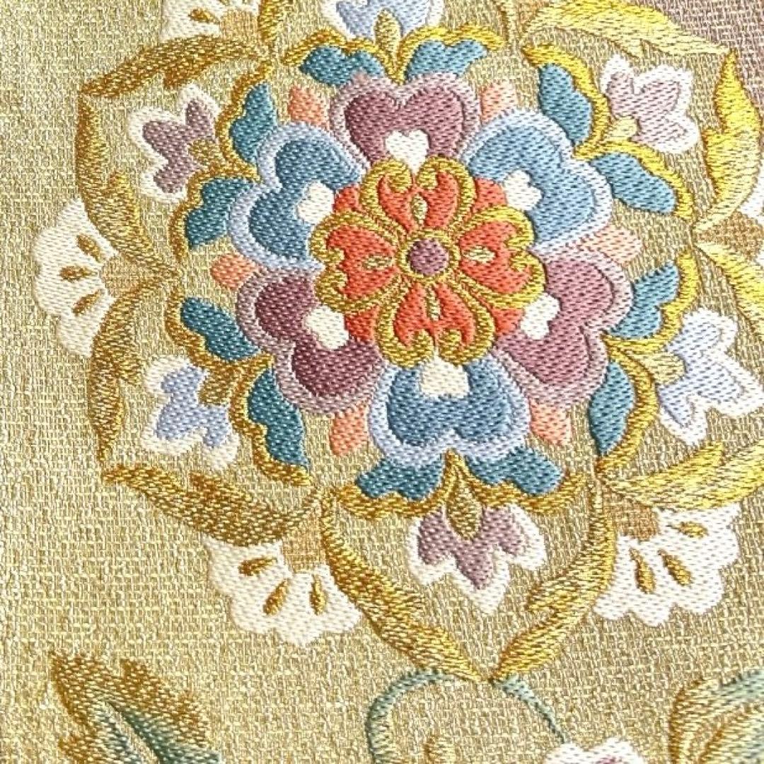 未着用 袋帯 金糸 裂取り 華紋 鳳凰 唐草 唐花 着物 113b d 未着用 袋帯 金糸 裂取り 華紋 鳳凰 唐草 唐花 着物 113b d