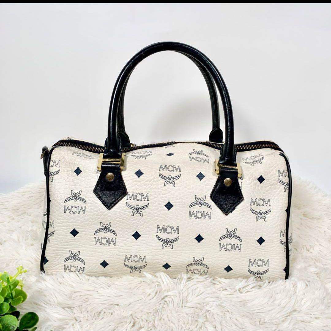 【希少カラー】 MCM ミニボストン　ハンドバッグ　ヴィセトス　白　地雷
