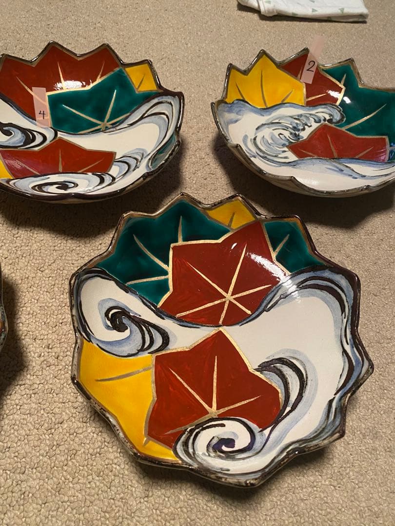 乾山写呉須入り竜田川文向付5種5色絵がわり 5客 清水焼 京器 懐石向付 乾山写呉須入り竜田川文向付5種5色絵がわり 5客 清水焼 京器 懐石向付